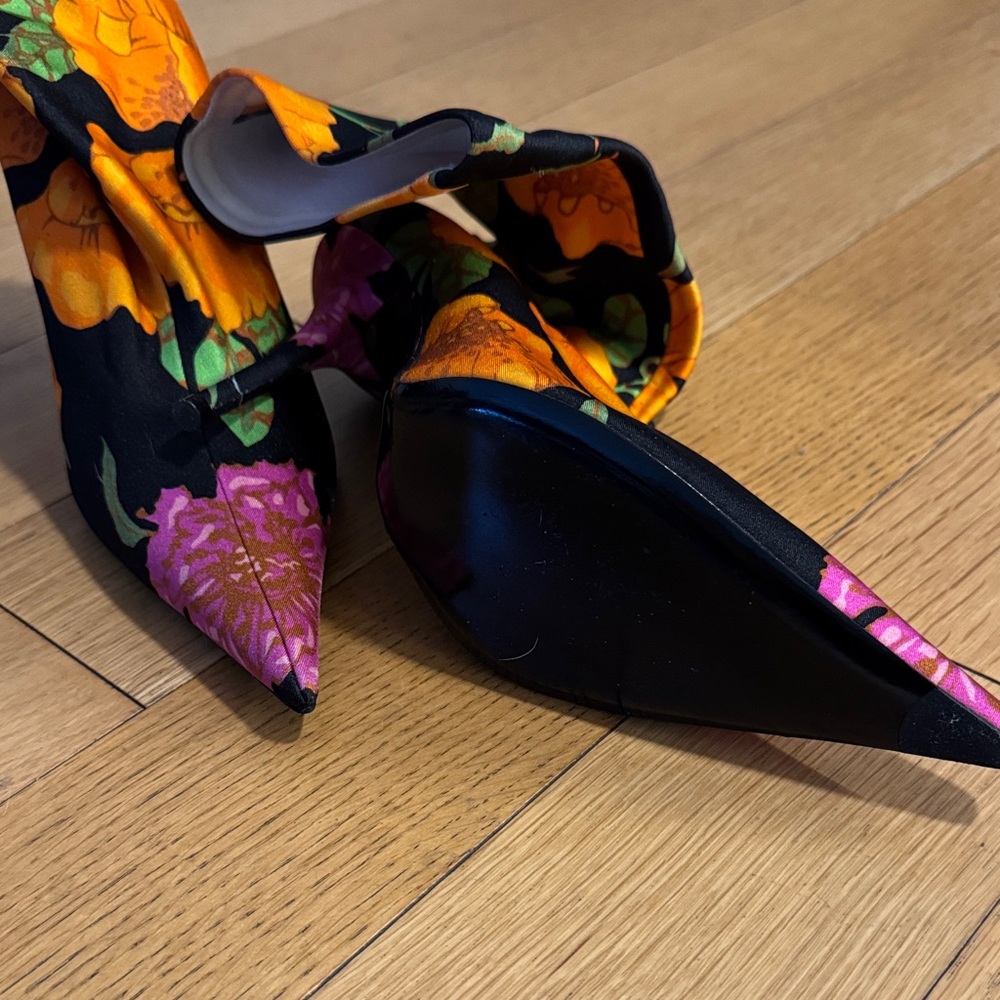 Balenciaga Black Floral Ankle Boots - Picture 2 of 3